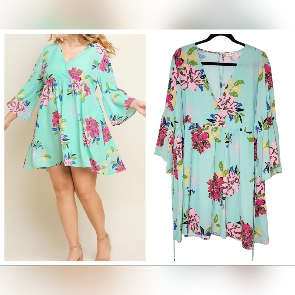Umgee Mint Floral Dress